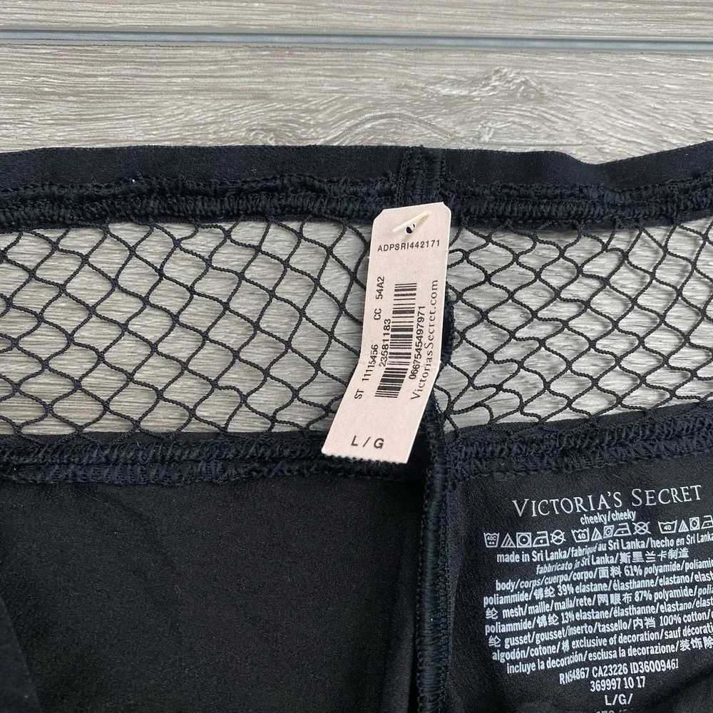 Victoria's Secret‎ Women's Cheeky Fishnet Underwear Black Large New